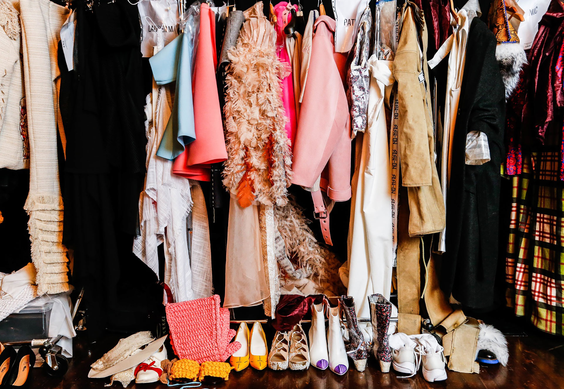 Garments hanging on rack